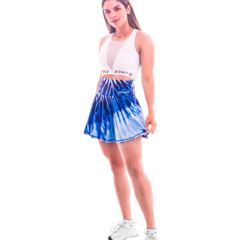 Top Blanco y Falda Short Tie Dye Azul