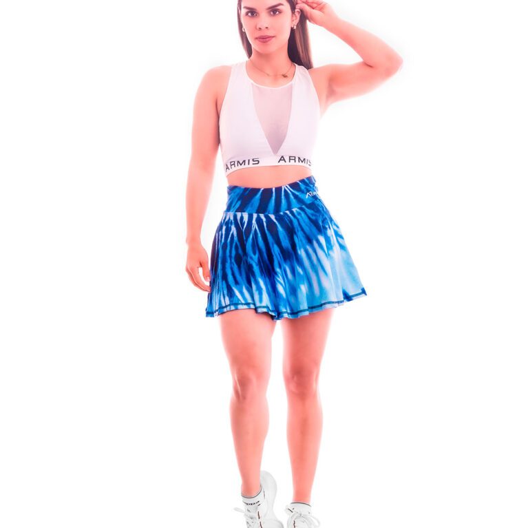 Top Blanco y Falda Short Tie Dye Azul