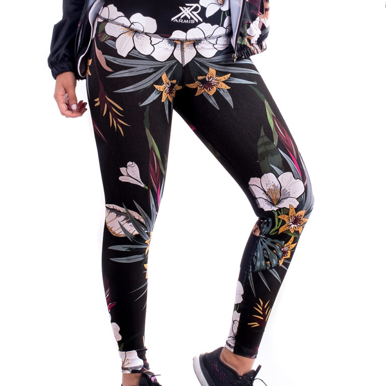 Licra deportiva para Mujer diseño Floral Negra