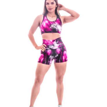 Conjunto Deportivo Short y top tie dye Fucsia