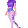 Conjunto Deportivo Licra y Camiseta Lila Neon