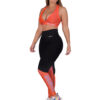 Conjunto Deportivo Licra y Top Negro y Naranja Neon