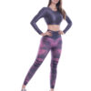 Conjunto Deportivo Licra Floral y Top Gris Rosa