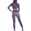 Conjunto Deportivo Licra Floral y Top Gris Rosa