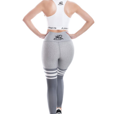 Conjunto Deportivo Licra y Top Jaspeado Gris