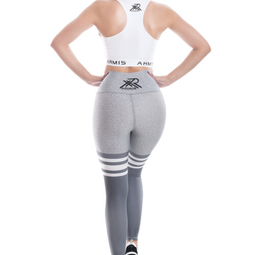 Conjunto Deportivo Licra y Top Jaspeado Gris