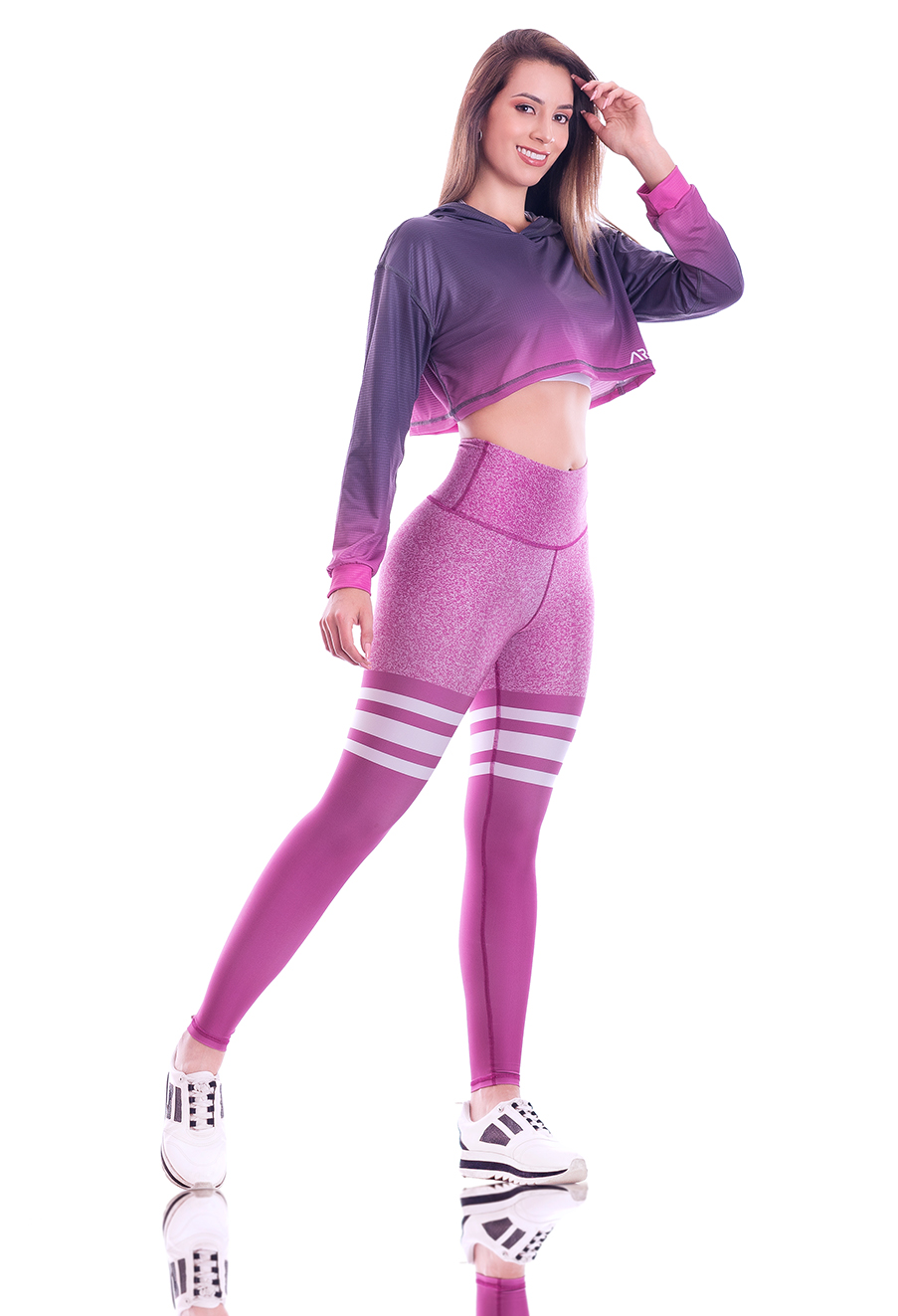 Conjunto Licra deportiva y Top Jaspe Degradado Rosado ARMIS