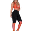 Conjunto Deportivo Licra y Top Negro y Naranja Neon