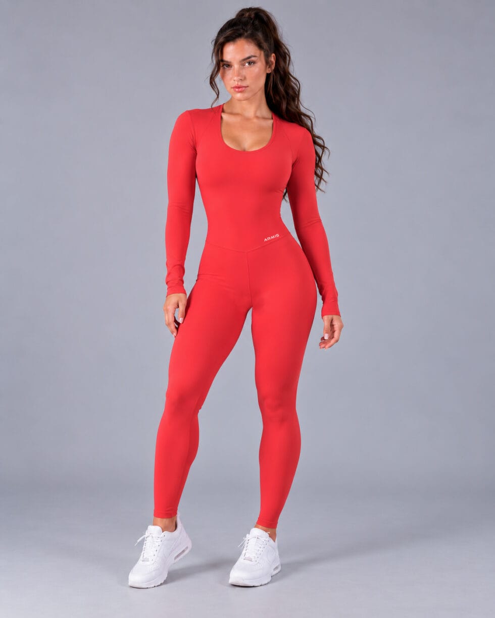 Enterizo Deportivo Manga Larga para Mujer rojo coral - ARMIS FITNESS